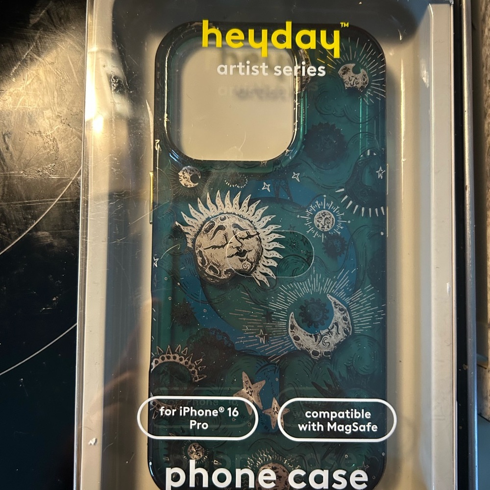 Heyday Artist Series iPhone 16 Pro Case - Teal Celestial Design